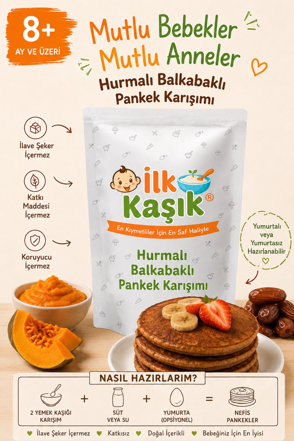 Hurmalı & Balkabaklı Pankek Karışımı 200 g – İlk Kaşık (2)