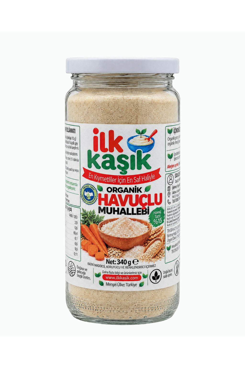 Organik Havuçlu Muhallebi Karışımı 340 g – İlk Kaşık (2)