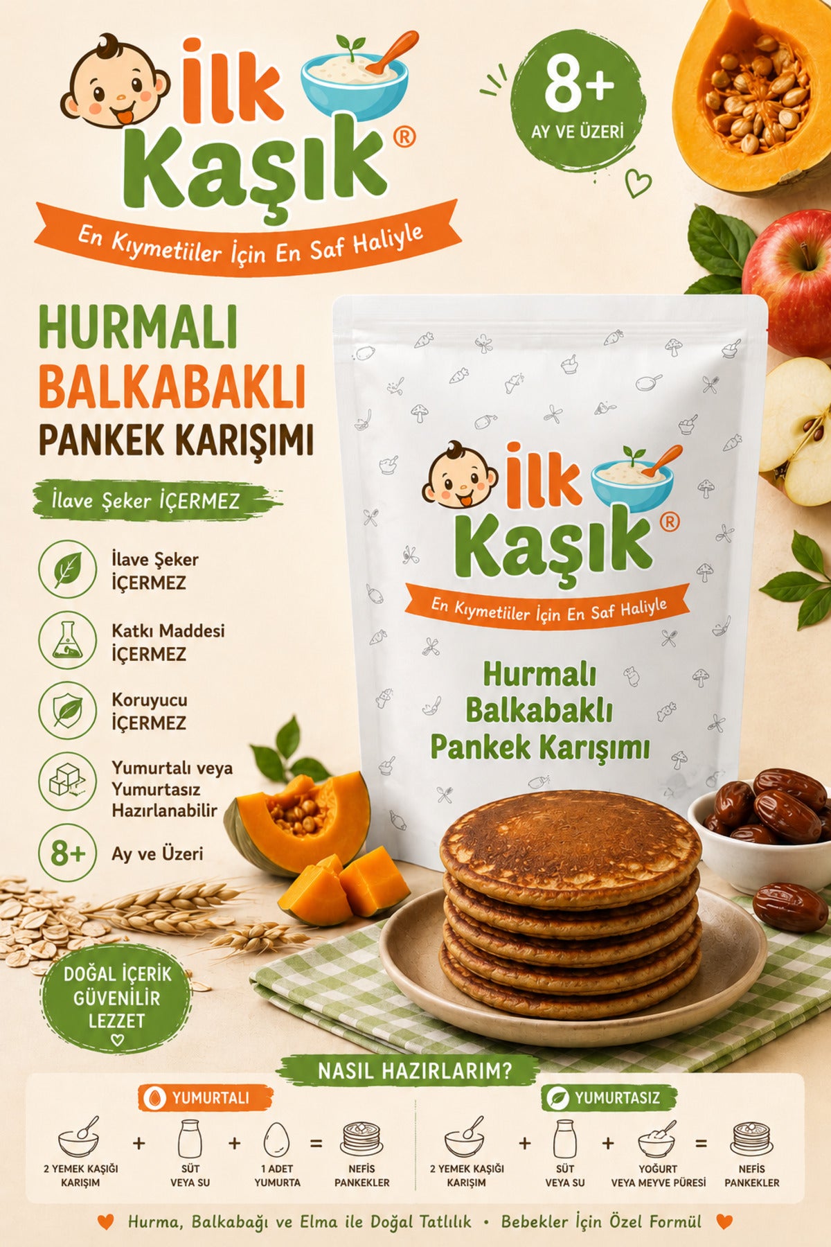 Hurmalı & Balkabaklı Pankek Karışımı 200 g – İlk Kaşık (3)